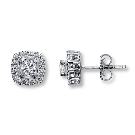 Previously Owned Stud Earrings 1 ct tw Diamonds 18K White Gold