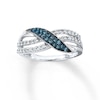Thumbnail Image 1 of Previously Owned Blue & White Diamond Ring 1/3 ct tw 10K White Gold