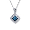 Thumbnail Image 1 of Previously Owned Blue/White Diamonds 1/4 ct tw Necklace 10K White Gold