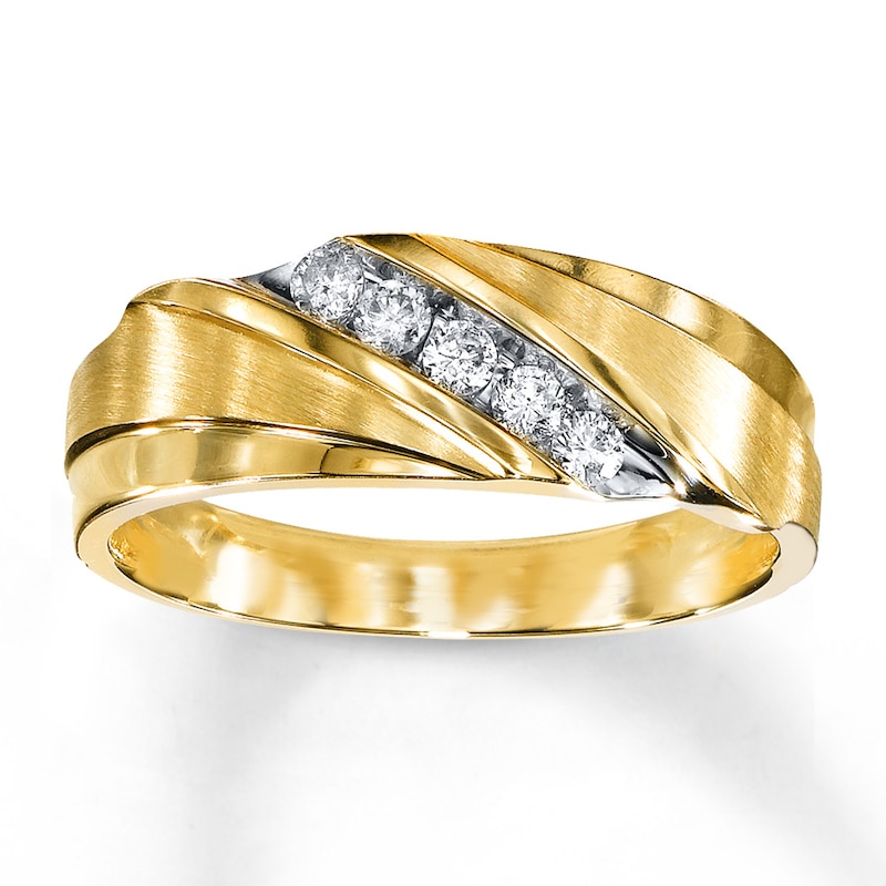 Previously Owned Men's Diamond Wedding Band 1/4 ct tw Round-cut 10K Yellow Gold
