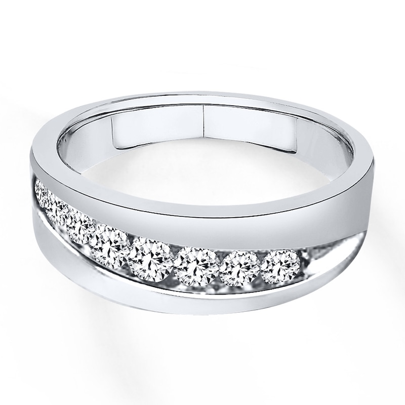 Main Image 1 of Previously Owned Men's Wedding Band 3/8 ct tw Round-cut Diamonds 14K White Gold