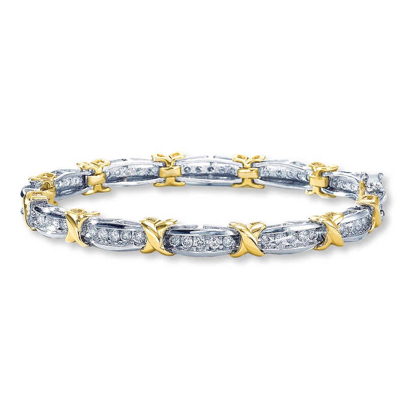 Main Image 1 of Previously Owned Bracelet 2 ct tw Diamonds 10K Two-Tone Gold 7&quot;