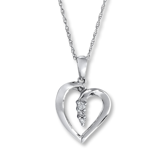 Previously Owned Heart Necklace 1/20 ct tw Diamonds 10K White Gold