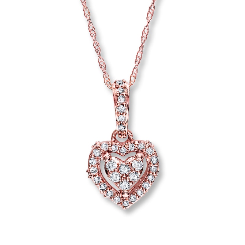 Previously Owned Diamond Heart Necklace 1/4 Carat tw 10K Rose Gold