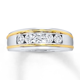 Previously Owned Diamond Men's Wedding Band 3/4 ct tw Round-cut 10K Two-Tone Gold