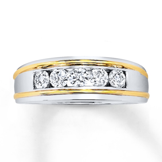 Previously Owned Diamond Men's Wedding Band 3/4 ct tw Round-cut 10K Two-Tone Gold