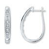 Thumbnail Image 1 of Previously Owned Diamond Hoop Earrings 1/2 ct tw Round & Baguette-Cut 10K White Gold