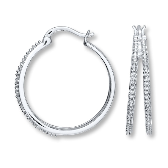 Previously Owned Diamond Hoop Earrings 1/15 ct tw Sterling Silver