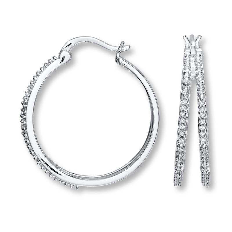 Main Image 1 of Previously Owned Diamond Hoop Earrings 1/15 ct tw Sterling Silver