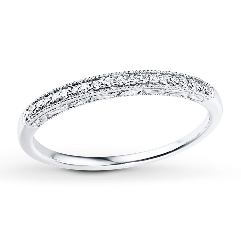 Main Image 1 of Previously Owned Diamond Anniversary Band 1/10 ct tw Round-cut 10K White Gold