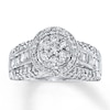 Previously Owned Diamond Fashion Ring 1 ct tw Round & Baguette 10K White Gold