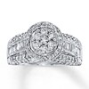 Thumbnail Image 1 of Previously Owned Diamond Fashion Ring 1 ct tw Round & Baguette 14K White Gold