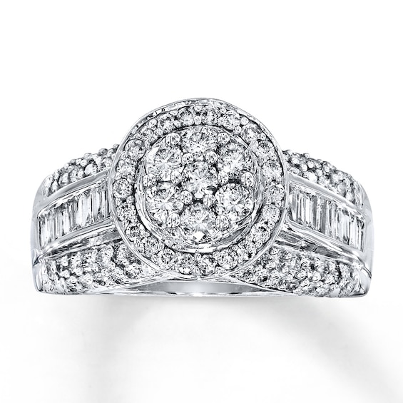 Previously Owned Diamond Fashion Ring 1 ct tw Round & Baguette 14K White Gold