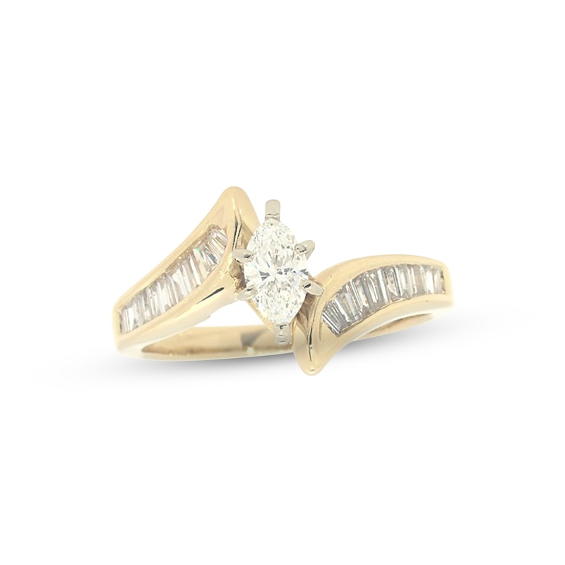 Previously Owned Diamond Engagement Ring 7/8 ct tw Marquise & Baguette-cut 14K Yellow Gold