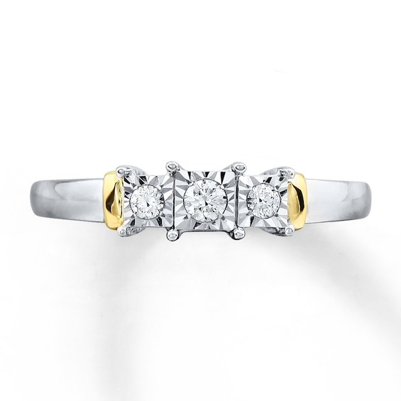 Previously Owned Diamond Ring 1/8 ct tw Sterling Silver & 10K Yellow Gold