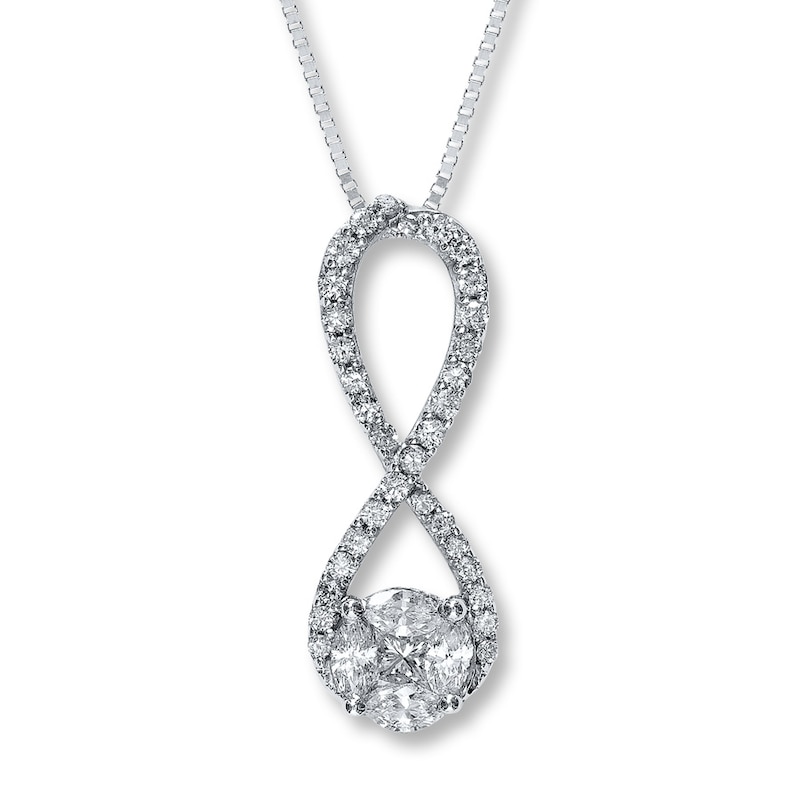 Main Image 1 of Previously Owned Diamond Necklace 1/2 ct tw 14K White Gold
