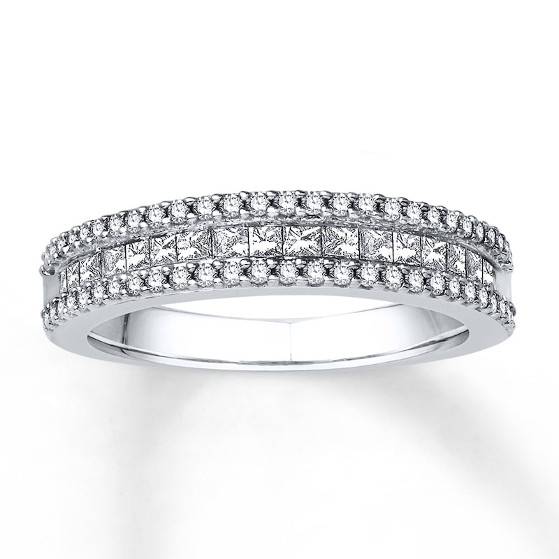 Main Image 1 of Previously Owned Diamond Anniversary Band 1/2 cttw Princess & Round 10K White Gold