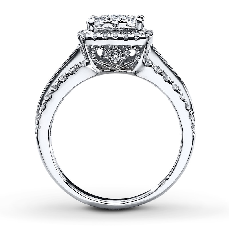 Previously Owned Multi-Stone Diamond Engagement Ring 1-1/2 ct tw Round-cut 14K White Gold