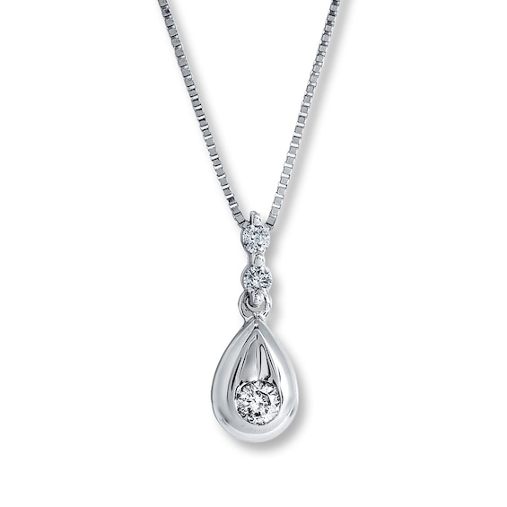 Previously Owned Diamond Necklace 1/8 ct tw Round-Cut 10K White Gold