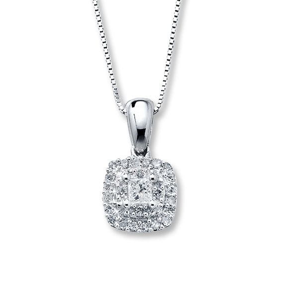 Previously Owned Diamond Necklace 1/4 ct tw Princess & Round-Cut 10K White Gold