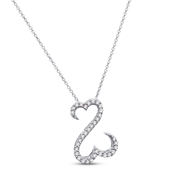 Previously Owned Open Heart Necklace 1/15 cttw Diamonds 10K White Gold
