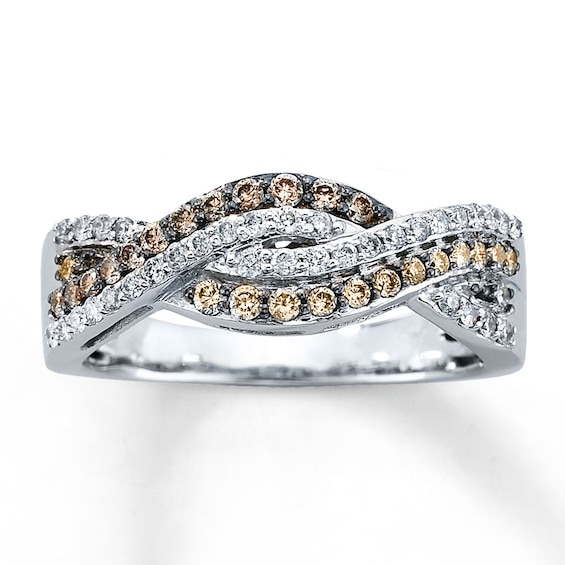 Previously Owned Brown Diamond Ring 1/2 ct tw Round-cut 10K White Gold