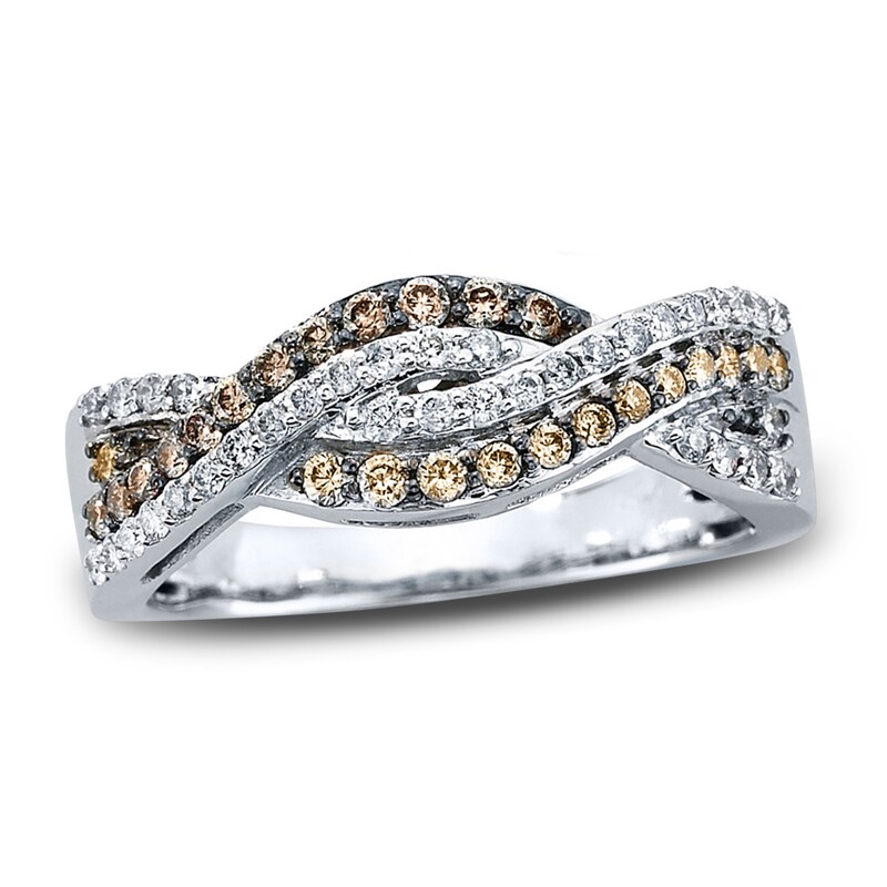 Main Image 1 of Previously Owned Brown Diamond Ring 1/2 ct tw Round-cut 10K White Gold
