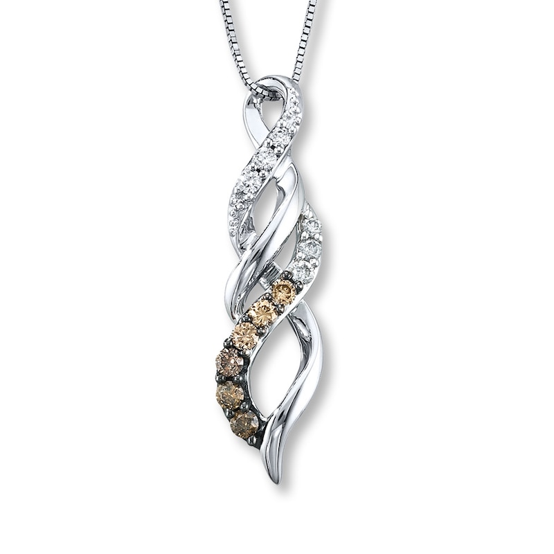 Main Image 1 of Previously Owned Diamond Necklace 1/3 ct tw Brown/White 10K White Gold