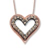 Thumbnail Image 1 of Previously Owned Heart Necklace 1/2 ct tw Brown Diamonds 10K Rose Gold