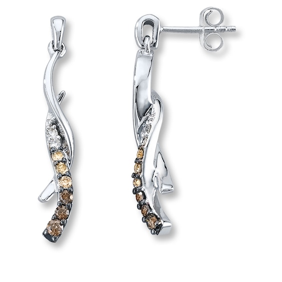 Previously Owned Brown Diamond Earrings 1/3 ct tw Round-cut 10K White Gold