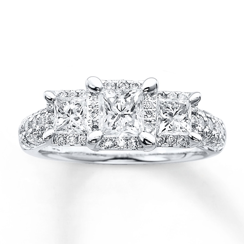 Main Image 1 of Previously Owned 3-Stone Ring 2 ct tw Diamonds 14K White Gold