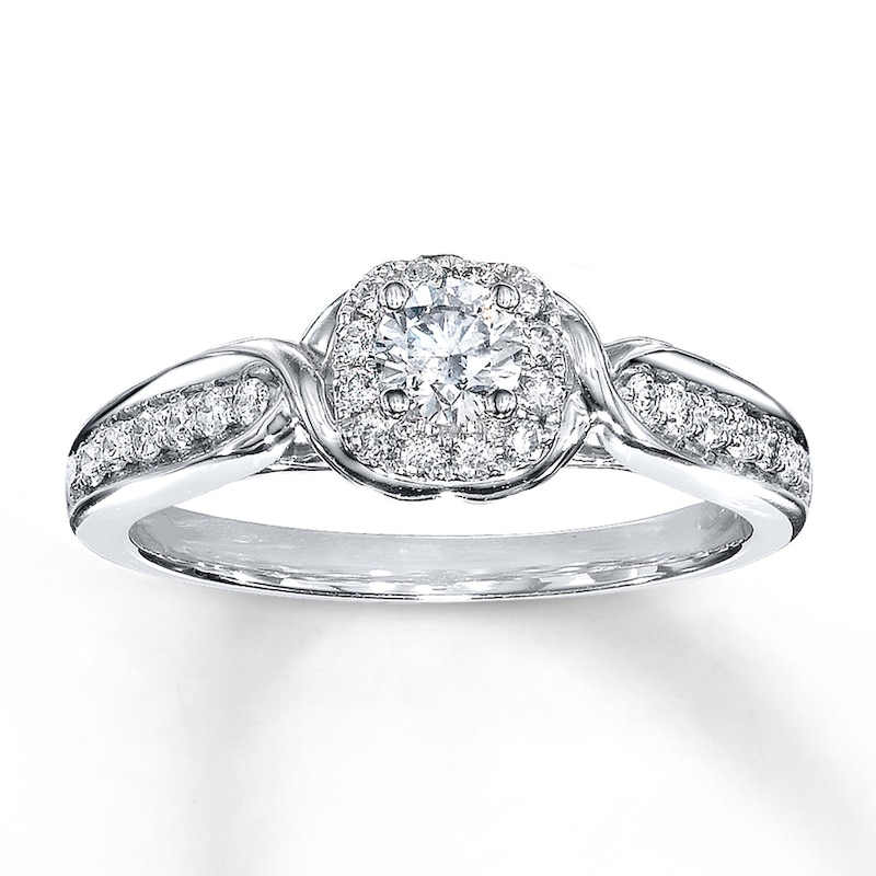 Main Image 1 of Previously Owned Diamond Engagement Ring 1/2 ct tw Round-cut 14K White Gold