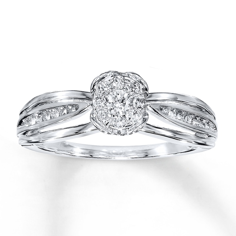 Main Image 1 of Previously Owned Diamond Engagement Ring 1/5 ct tw Round-cut 10K White Gold