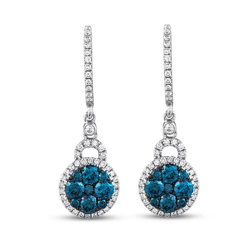 Main Image 1 of Previously Owned Le Vian Blue/White Diamond Dangle Earrings 1 cttw 14K White Gold