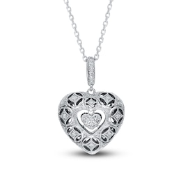 Previously Owned Neil Lane Heart Necklace 1/5 ct tw Diamonds Sterling Silver