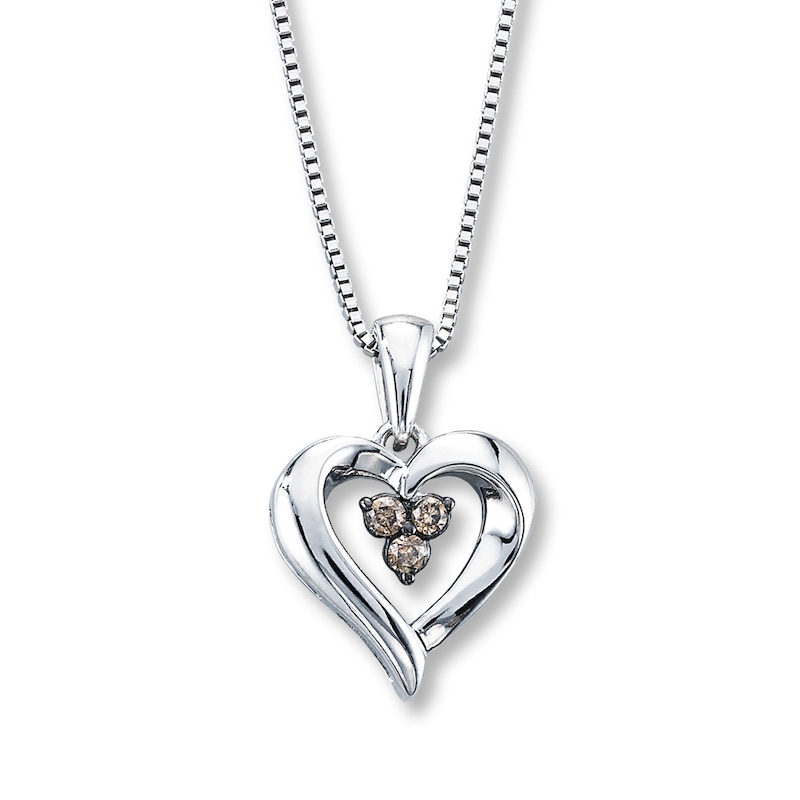 Previously Owned Diamond Heart Necklace 1/15 ct tw Round-cut Sterling Silver