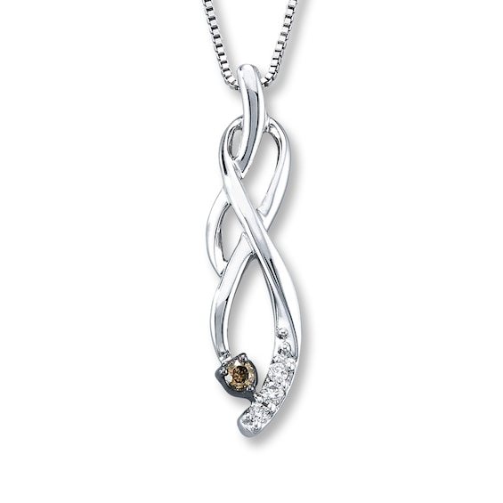 Previously Owned Diamond Necklace 1/8 ct tw Brown/White Sterling Silver