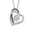 Thumbnail Image 1 of Previously Owned Heart Necklace 1/4 ct tw Black & White Diamonds Sterling Silver