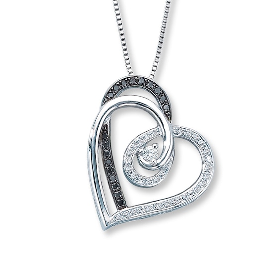 Previously Owned Heart Necklace 1/4 ct tw Black & White Diamonds Sterling Silver