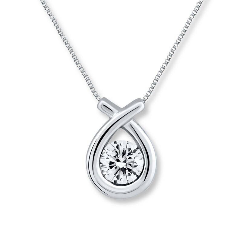 Main Image 1 of Previously Owned Diamond Necklace 1/3 carat Round-cut 10K White Gold