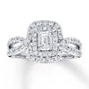 Previously Owned Diamond Engagement Ring 1 ct tw Emerald-cut 14K White Gold