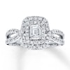 Thumbnail Image 1 of Previously Owned Diamond Engagement Ring 1 ct tw Emerald-cut 14K White Gold