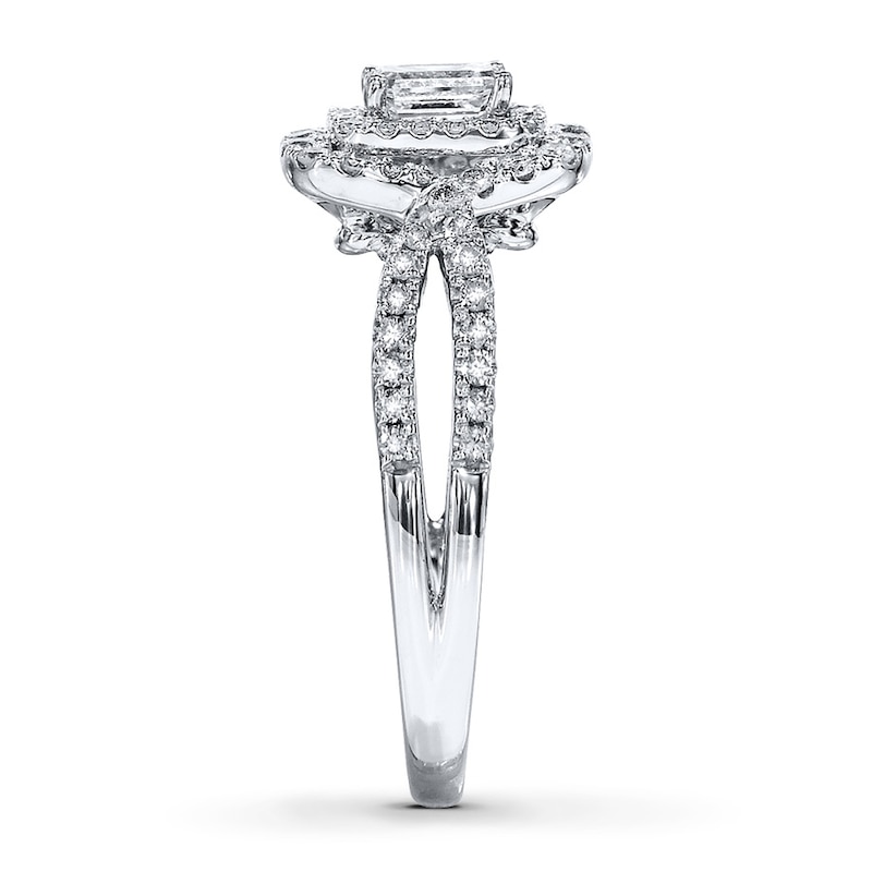 Main Image 3 of Previously Owned Diamond Engagement Ring 1 ct tw Emerald-cut 14K White Gold