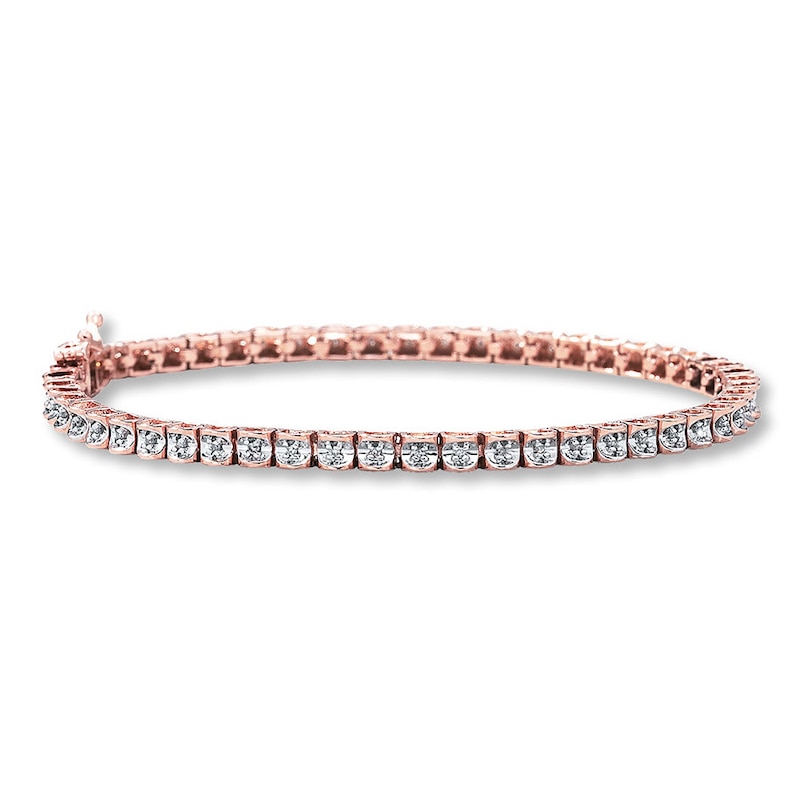 Main Image 1 of Previously Owned Diamond Bracelet 1/6 ct tw 10K Rose Gold 7.25&quot;