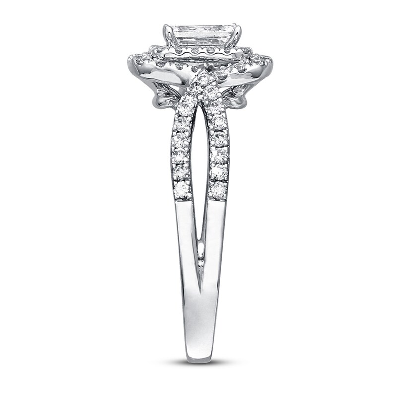 Main Image 3 of Previously Owned Diamond Engagement Ring 1 ct tw Emerald-cut 14K White Gold