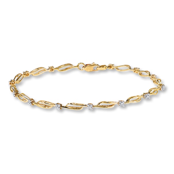 Previously Owned Swirl Bracelet Diamond Accents 10K Yellow Gold 7.25"