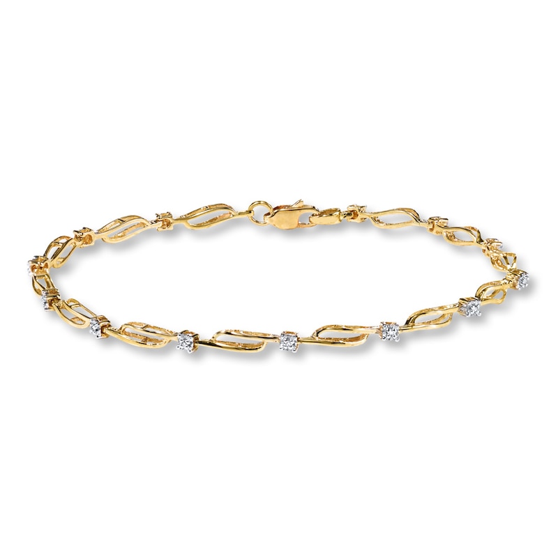Previously Owned Swirl Bracelet Diamond Accents 10K Yellow Gold 7.25"