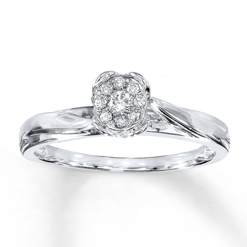 Main Image 1 of Previously Owned Ring 1/10 ct tw Diamonds 10K White Gold
