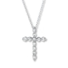 Thumbnail Image 0 of Previously Owned Diamond Cross Necklace 1/6 ct tw 10K White Gold