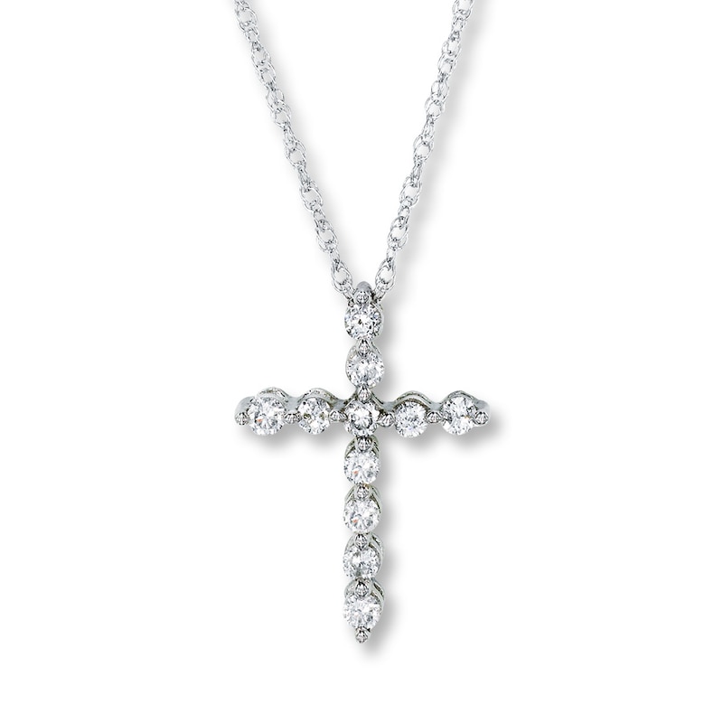 Previously Owned Diamond Cross Necklace 1/6 ct tw 10K White Gold